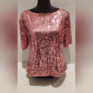 Sequin Pink Women's Top Sz M/L